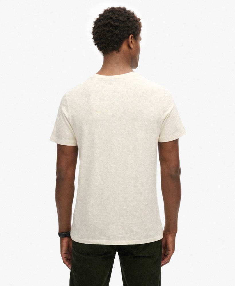 t-shirt met ronde hals en korte mouwen in gemêleerd havercrème.