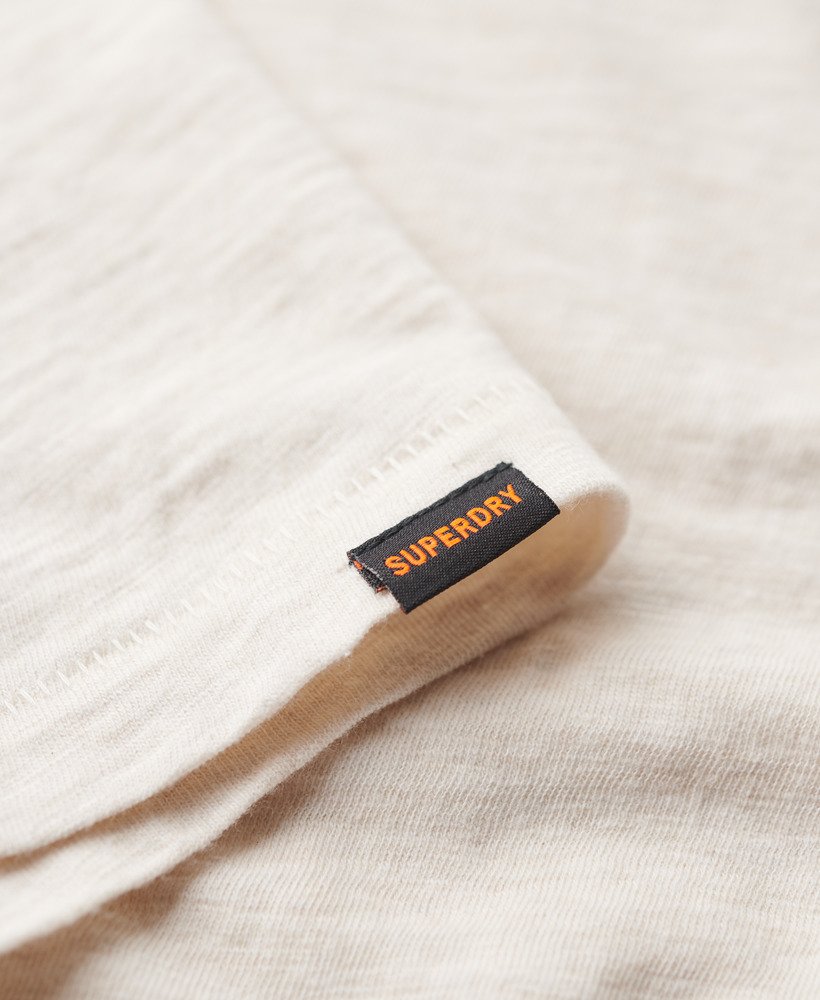 t-shirt met ronde hals en korte mouwen in gemêleerd havercrème.
