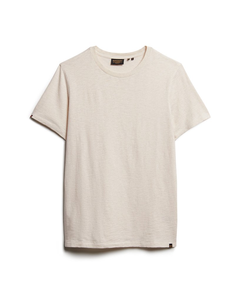 t-shirt met ronde hals en korte mouwen in gemêleerd havercrème.