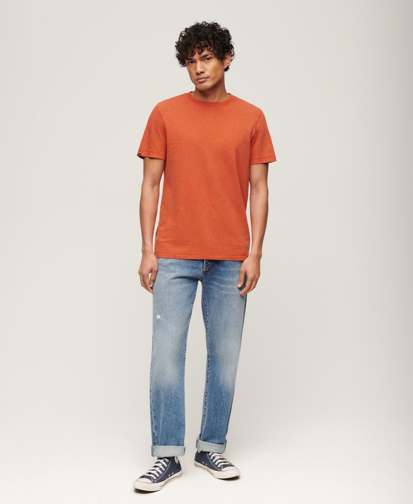 t-shirt met ronde hals en korte mouwen van slubstof in mecca orange