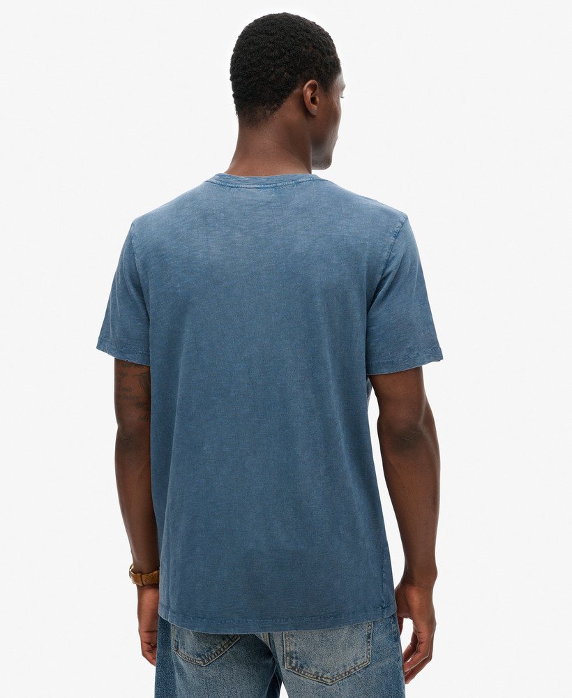 t-shirt met ronde hals en korte mouwen van slubstof in droog leisteenblauw.