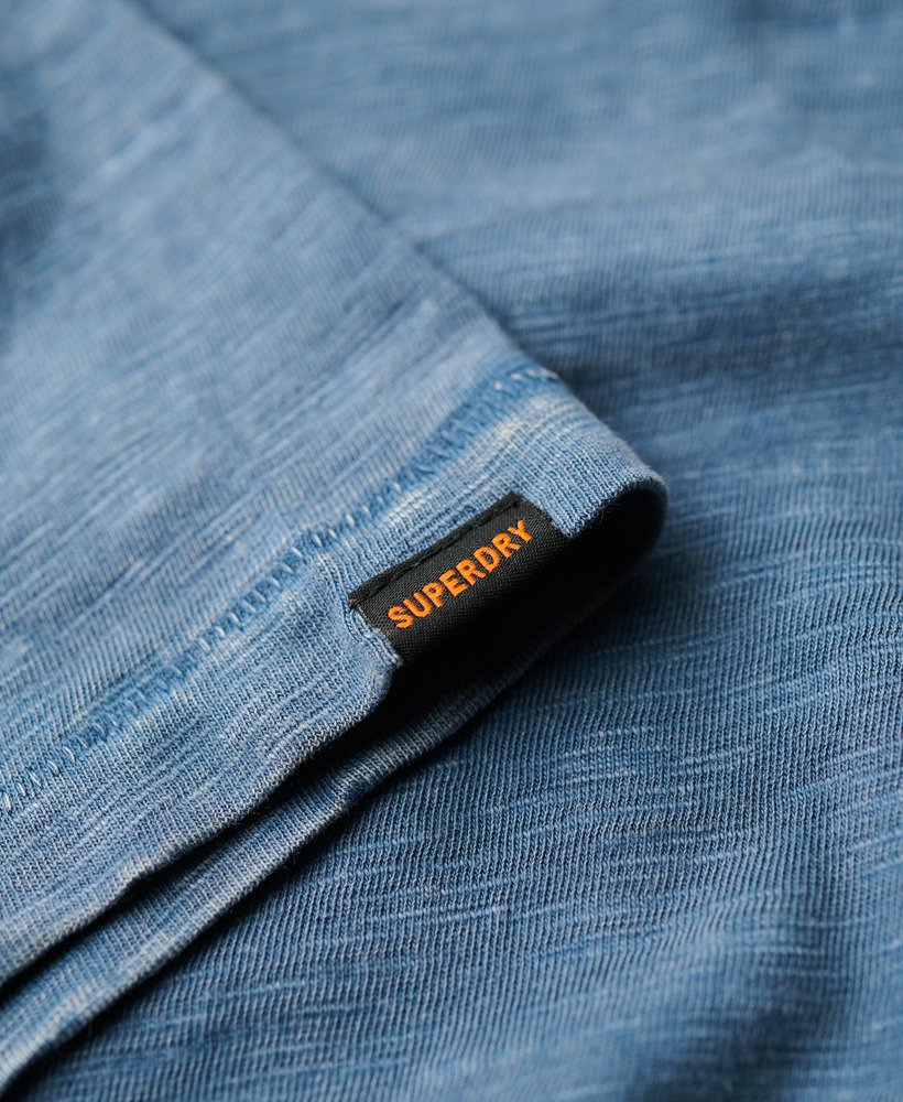 t-shirt met ronde hals en korte mouwen van slubstof in droog leisteenblauw.