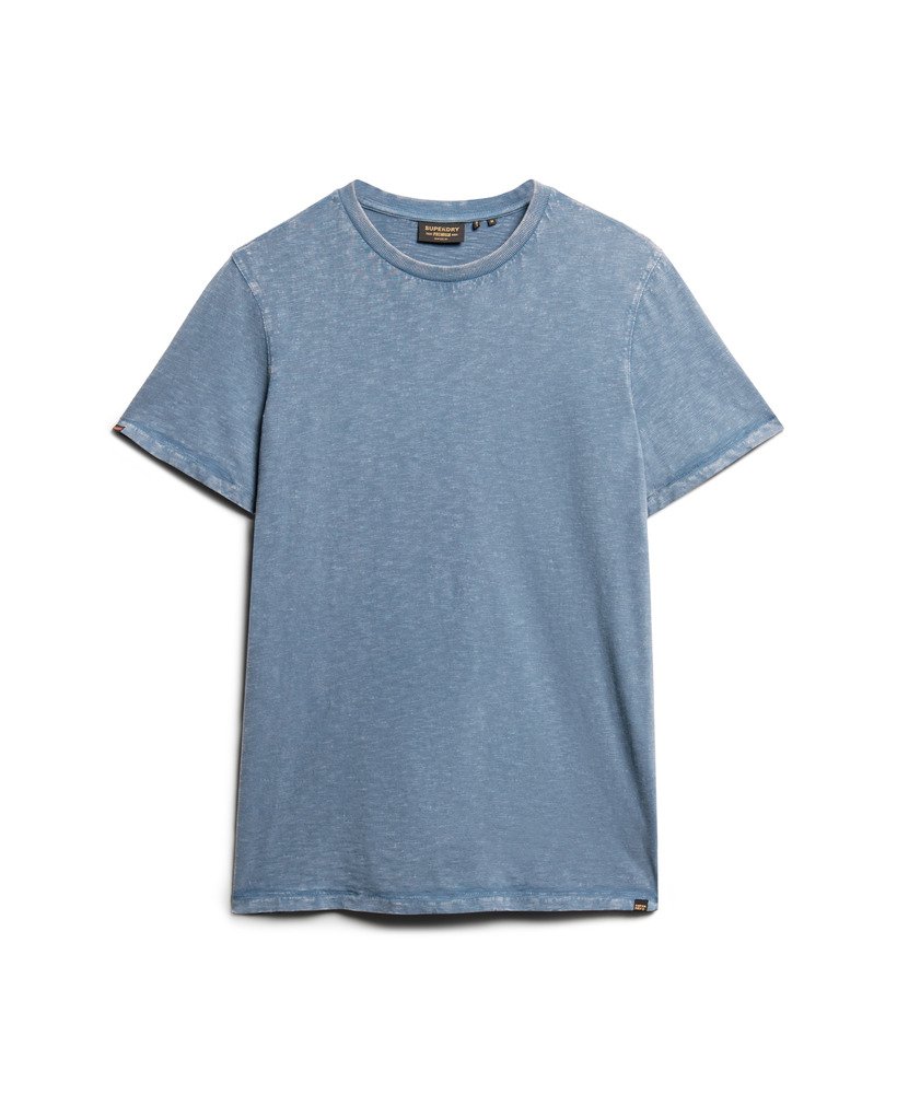 t-shirt met ronde hals en korte mouwen van slubstof in droog leisteenblauw.