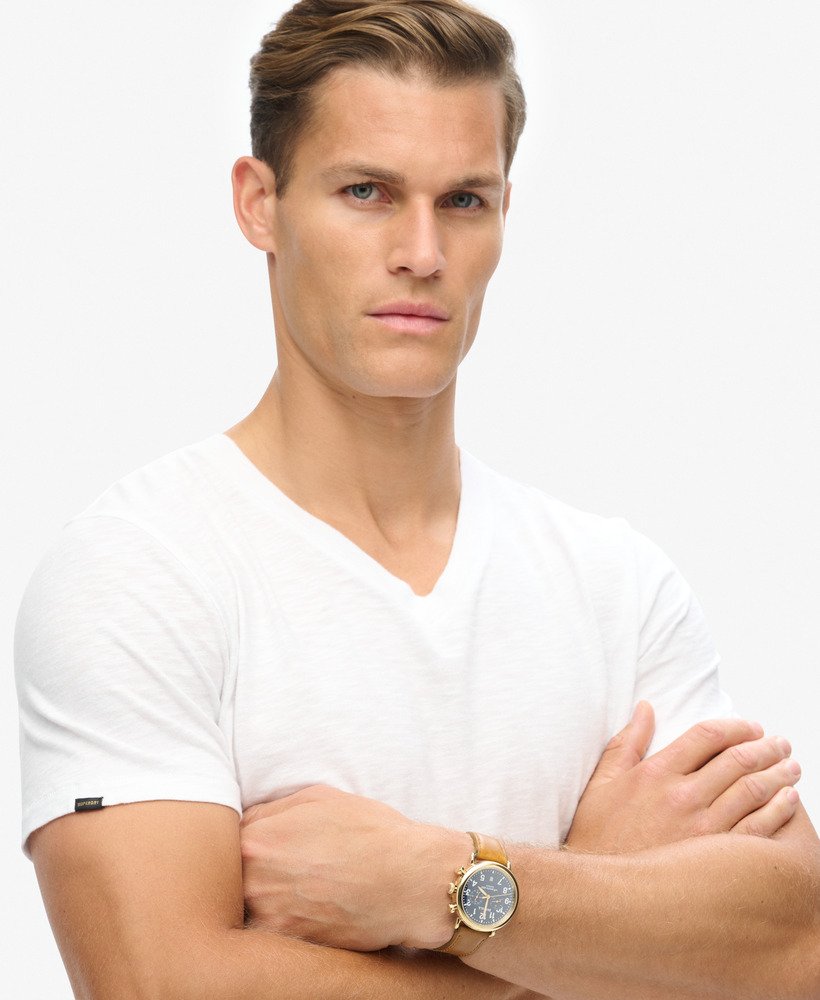 t-shirt met v-hals en korte mouwen van slubstof in optic