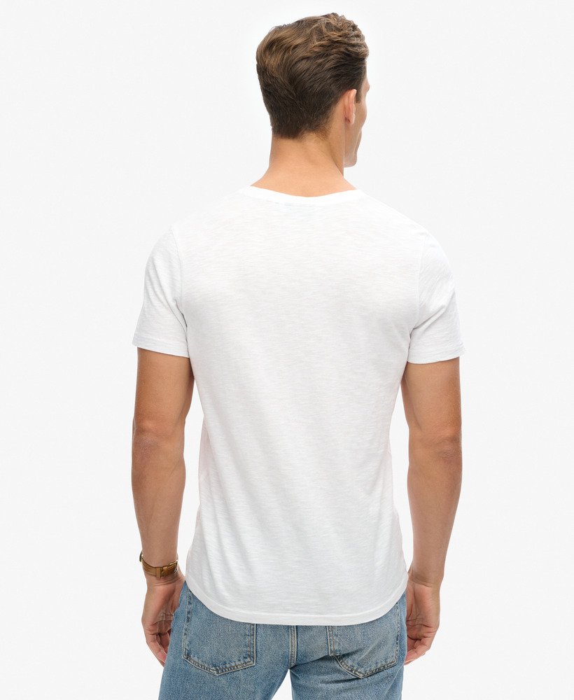 t-shirt met v-hals en korte mouwen van slubstof in optic