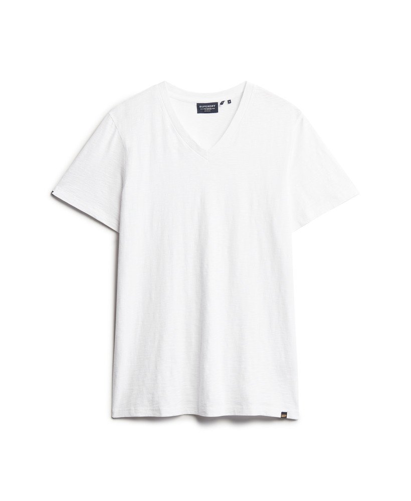 t-shirt met v-hals en korte mouwen van slubstof in optic