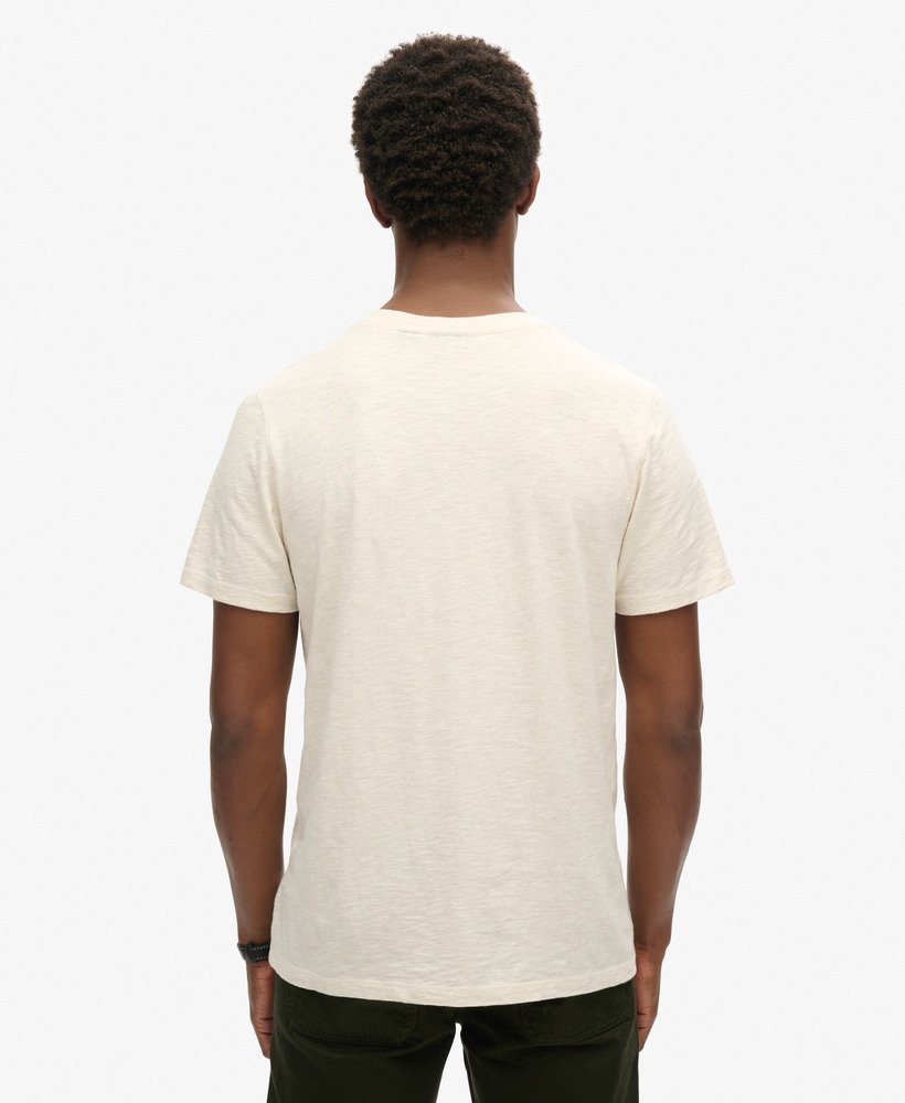 t-shirt met v-hals en korte mouwen van gemêleerde havercrème