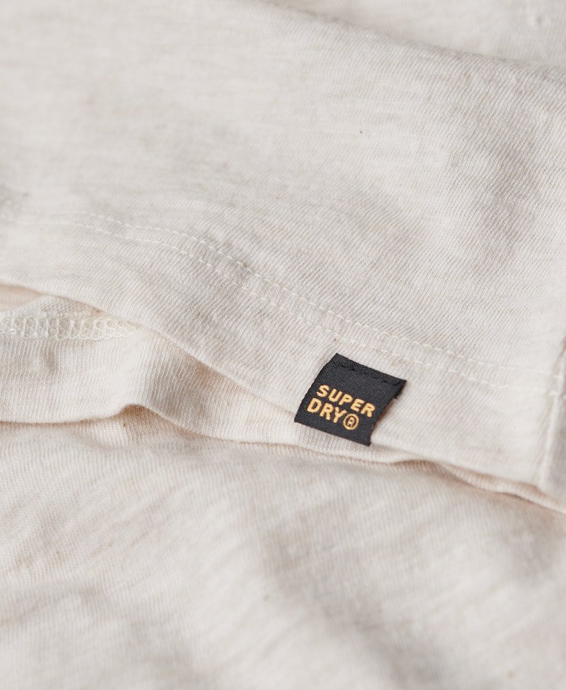 t-shirt met v-hals en korte mouwen van gemêleerde havercrème