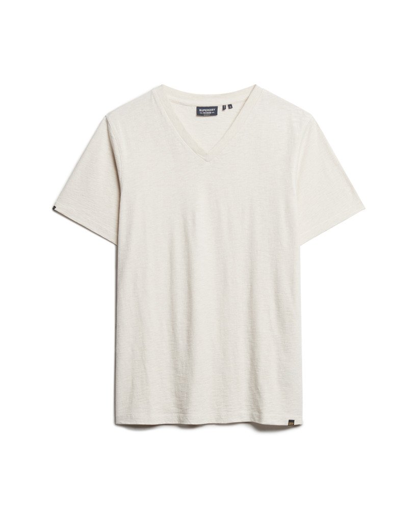 t-shirt met v-hals en korte mouwen van gemêleerde havercrème