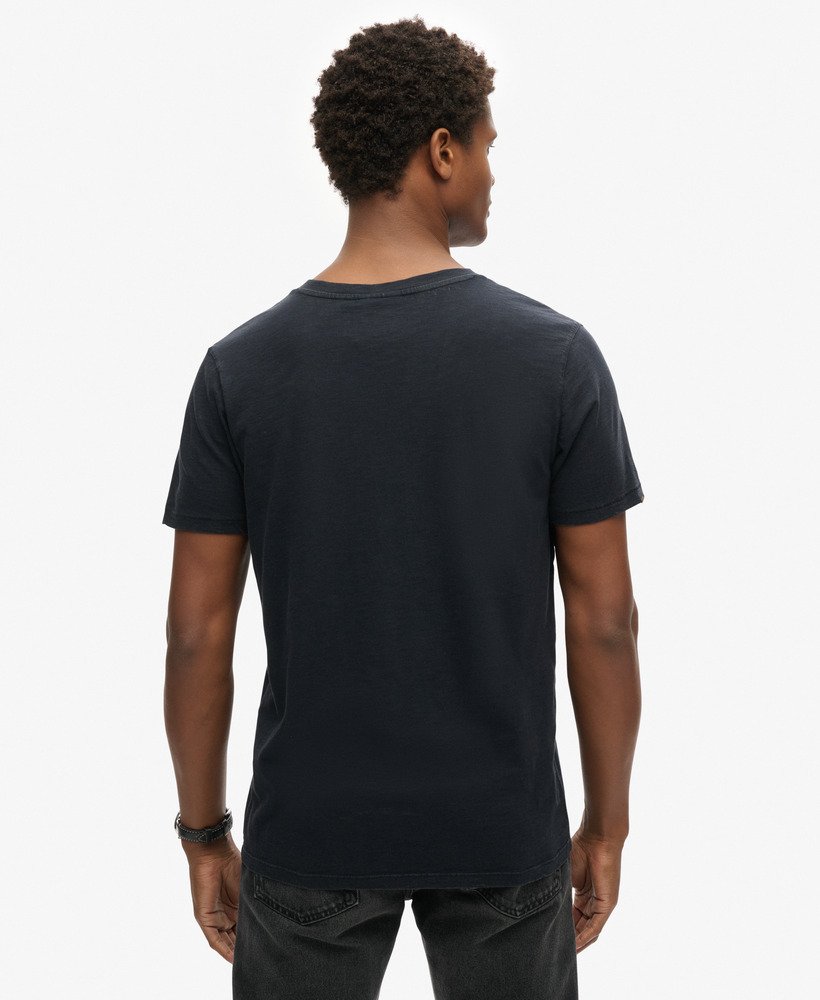 t-shirt met v-hals en korte mouwen van slubstof in eclipse navy
