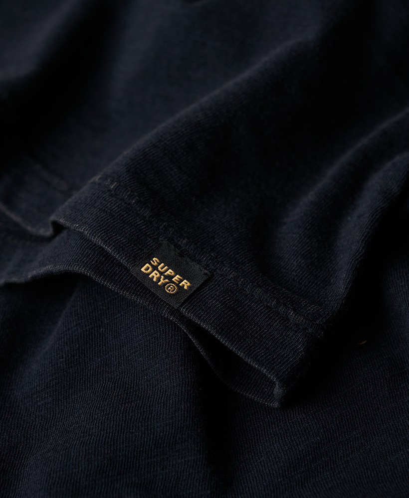 t-shirt met v-hals en korte mouwen van slubstof in eclipse navy