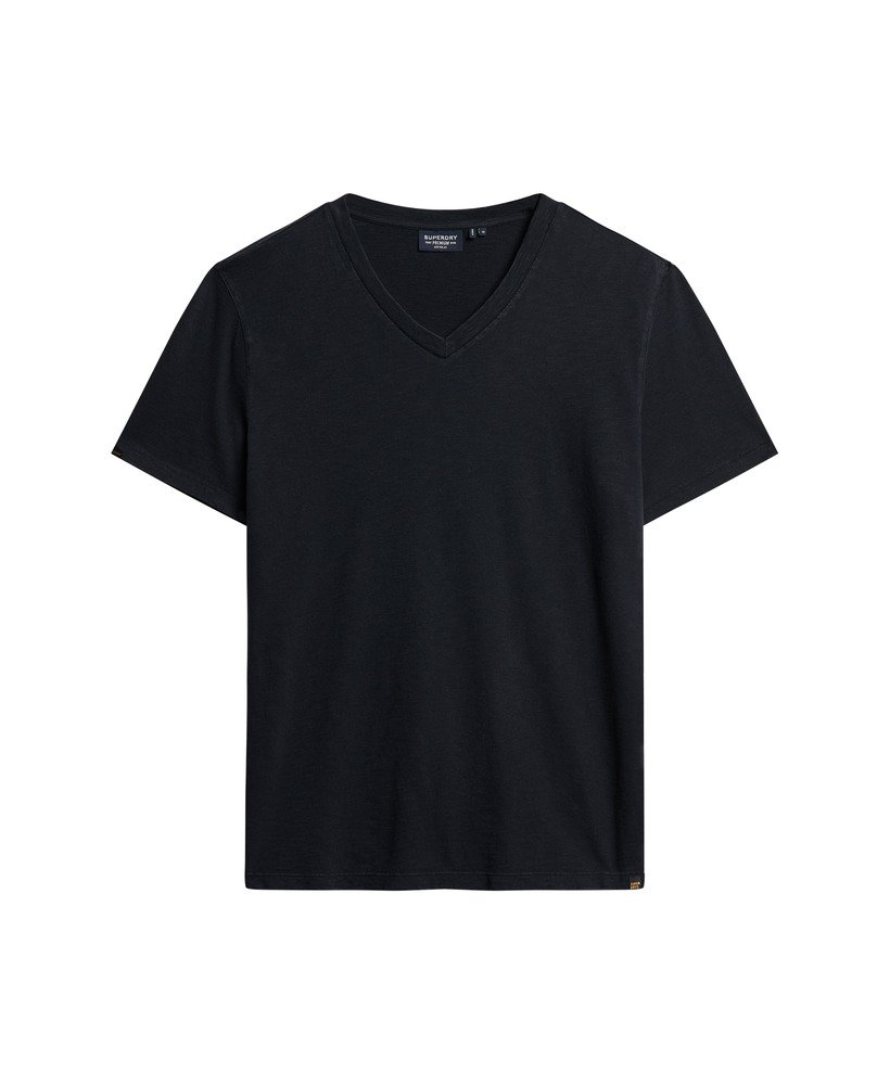 t-shirt met v-hals en korte mouwen van slubstof in eclipse navy