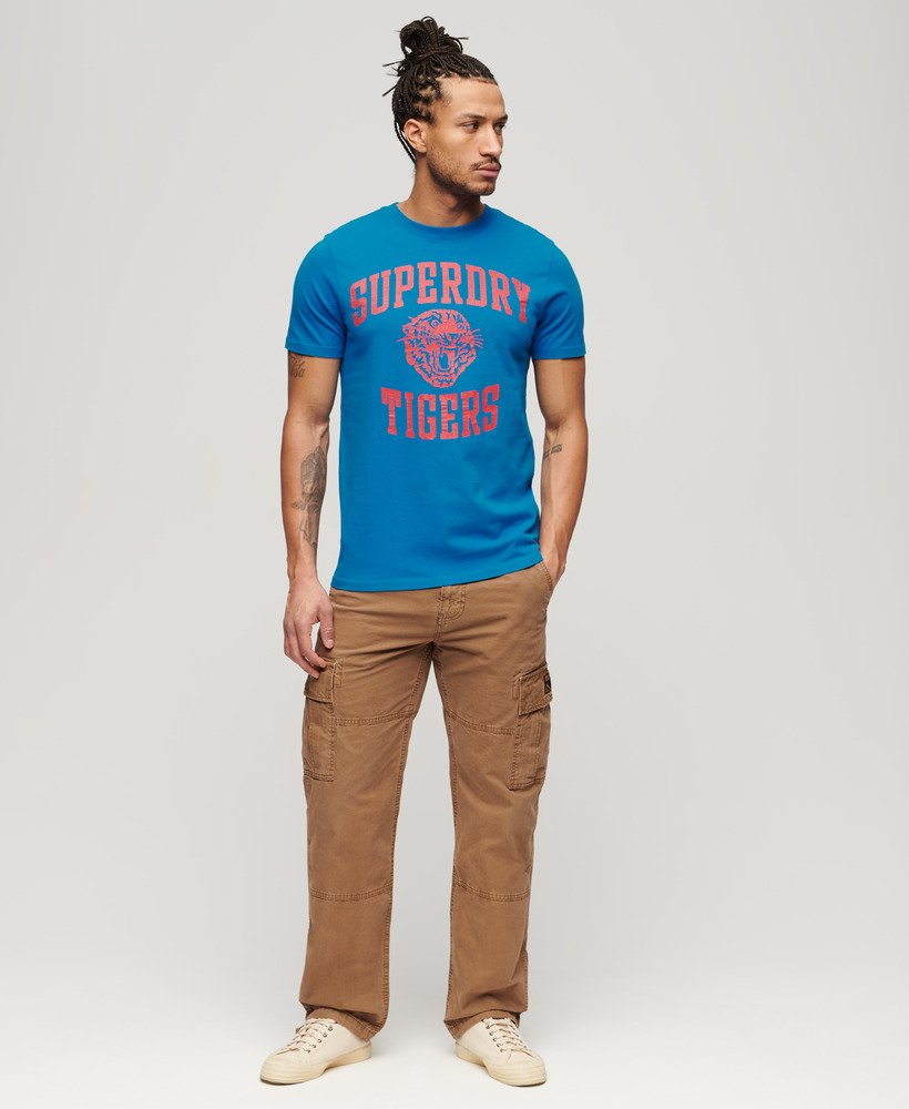 atletisch t-shirt met graphic print in super denby blue
