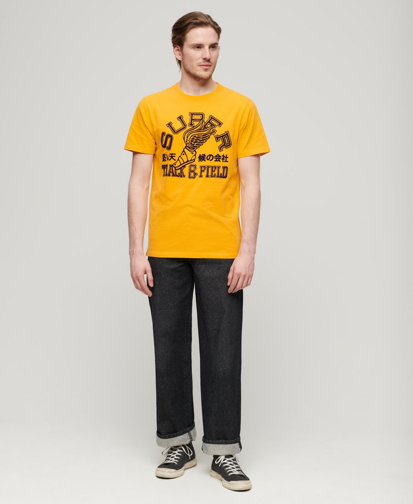 atletisch t-shirt met graphic print in utah gold