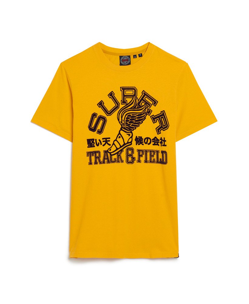 atletisch t-shirt met graphic print in utah gold