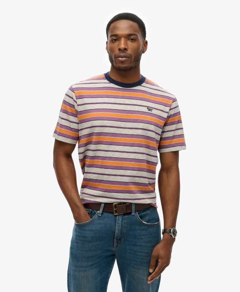 relaxed gestreept t-shirt in grijs gemêleerde strepen