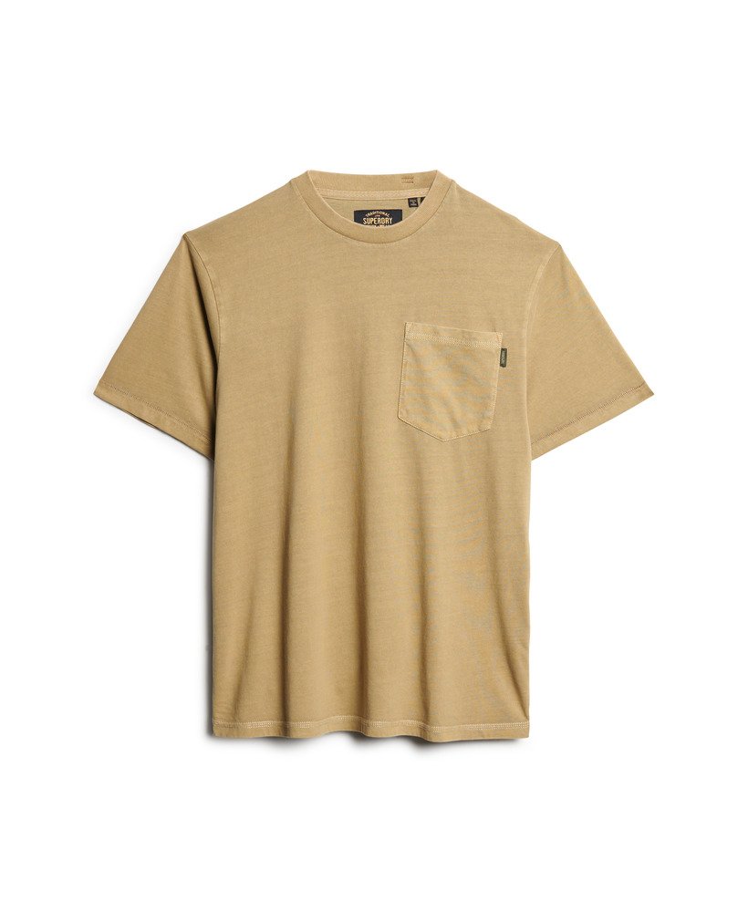 t-shirt met zakje en contrasterende stiksels in gewassen cappuccino.