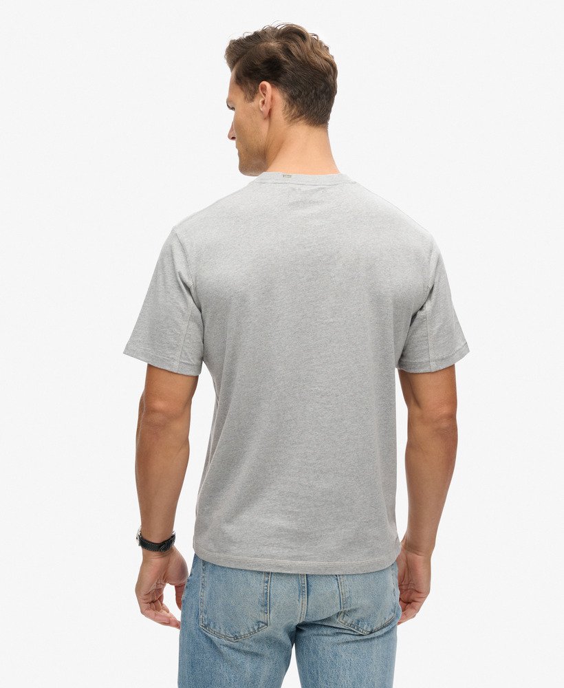t-shirt met contrasterende stiksels op de borstzak in gewassen collegegrijs gemêleerd