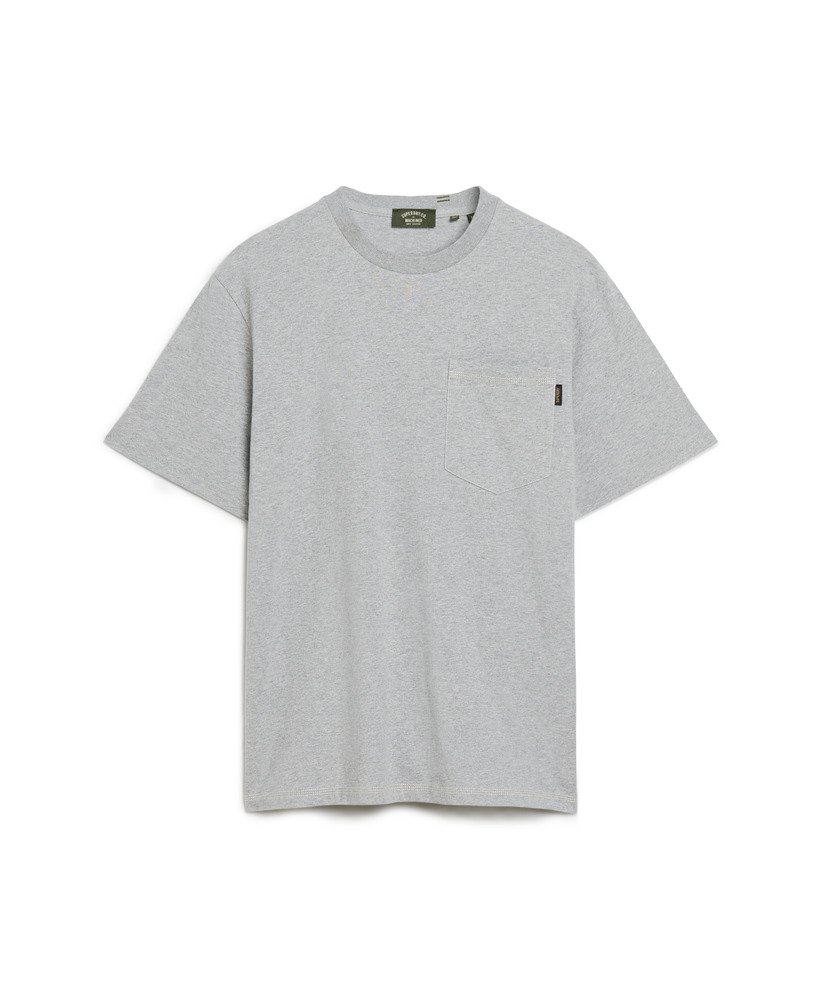 t-shirt met contrasterende stiksels op de borstzak in gewassen collegegrijs gemêleerd