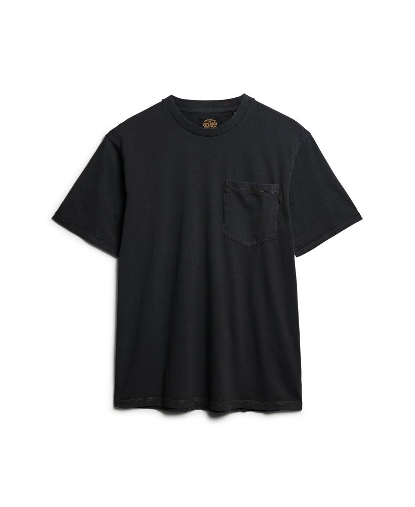 t-shirt met contrasterende stiksels op de borstzak in gewassen zwart.