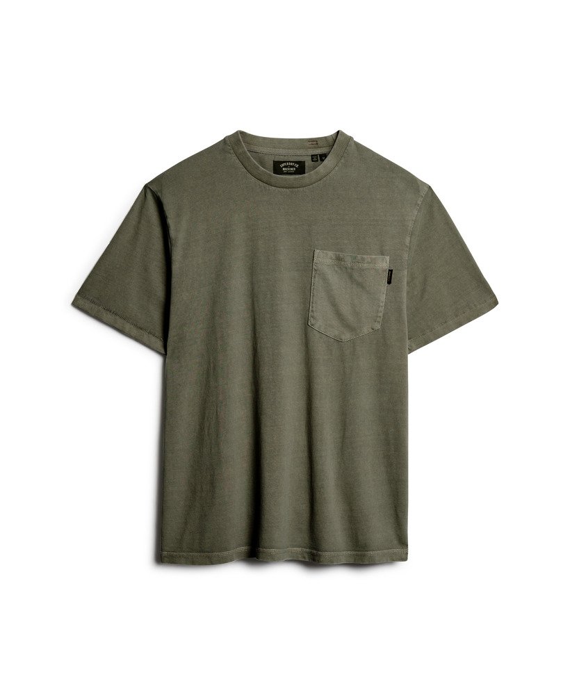 t-shirt met contrasterende stiksels op de borstzak in gewassen grijs.