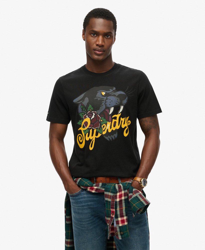 tattoo script t-shirt in gewassen zwart