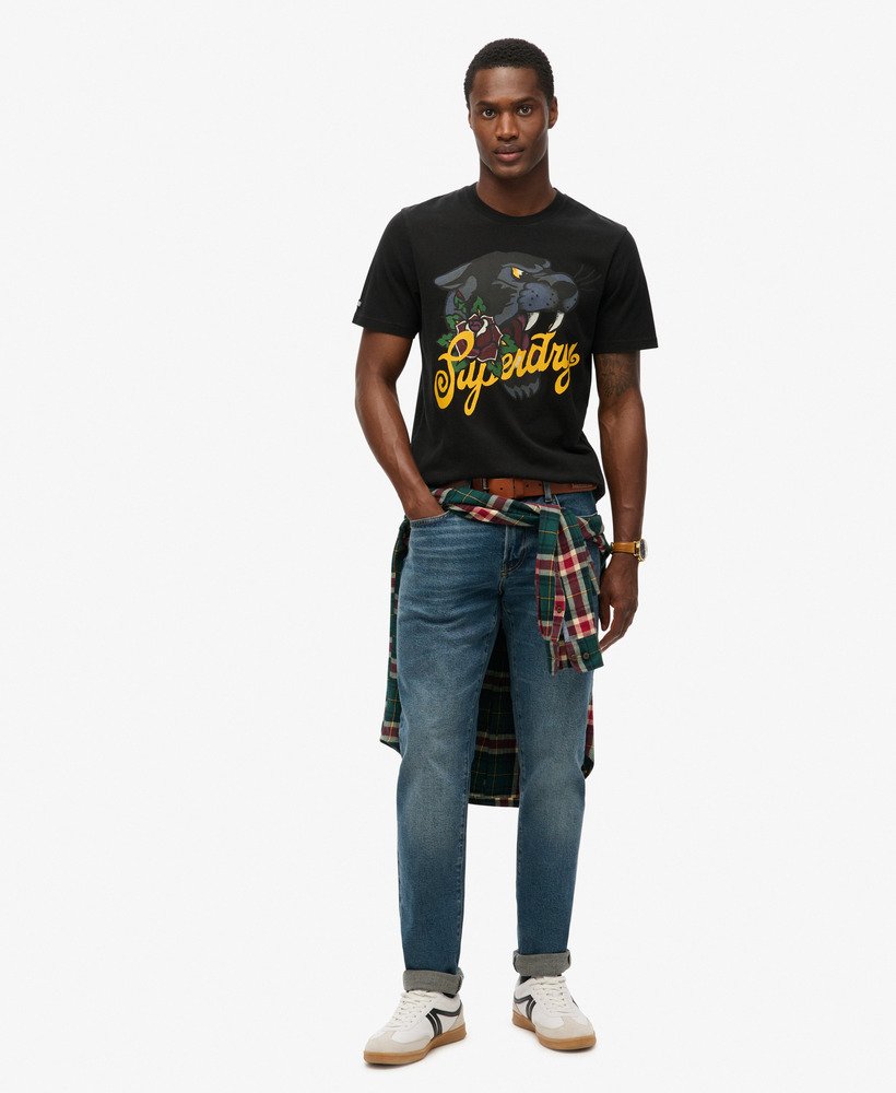 tattoo script t-shirt in gewassen zwart