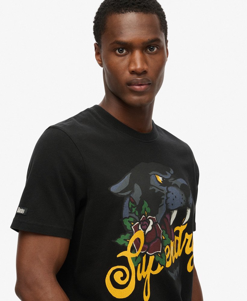 tattoo script t-shirt in gewassen zwart