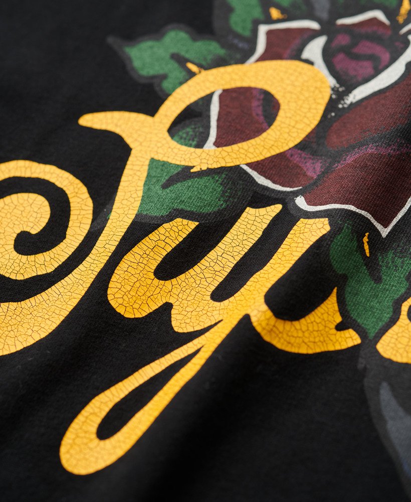 tattoo script t-shirt in gewassen zwart