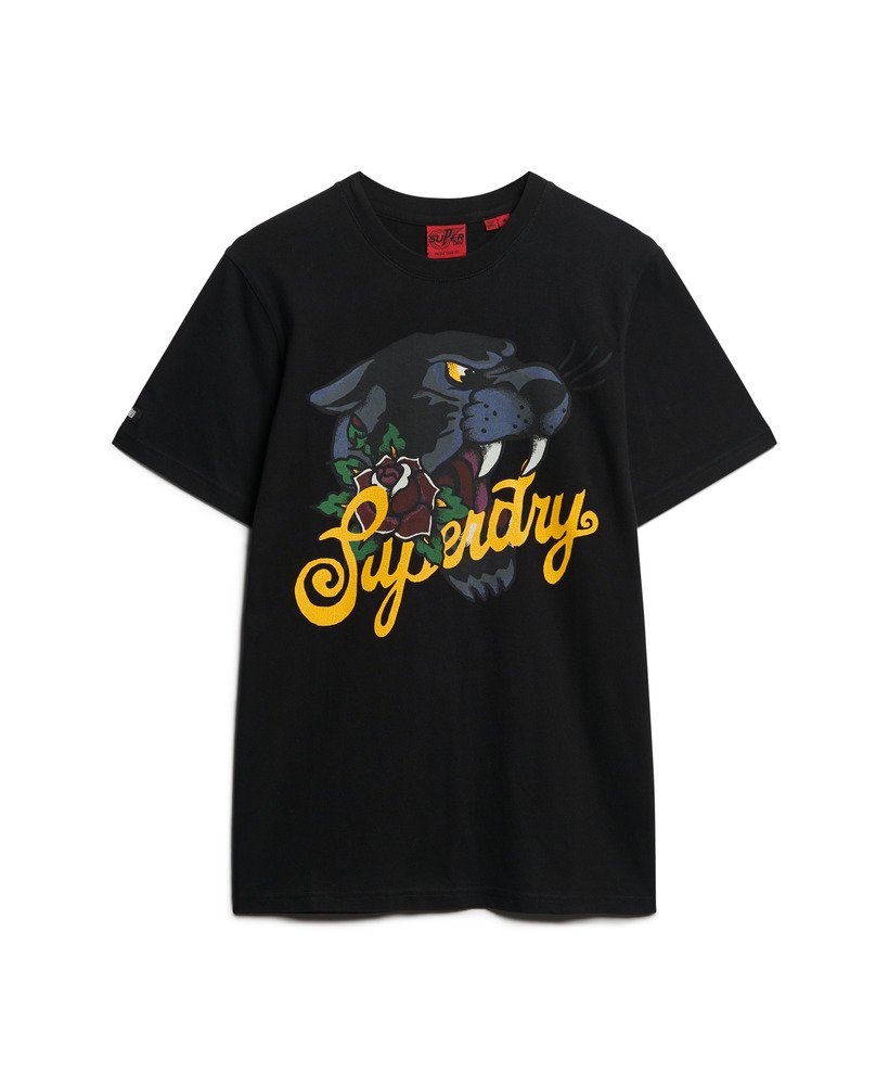 tattoo script t-shirt in gewassen zwart