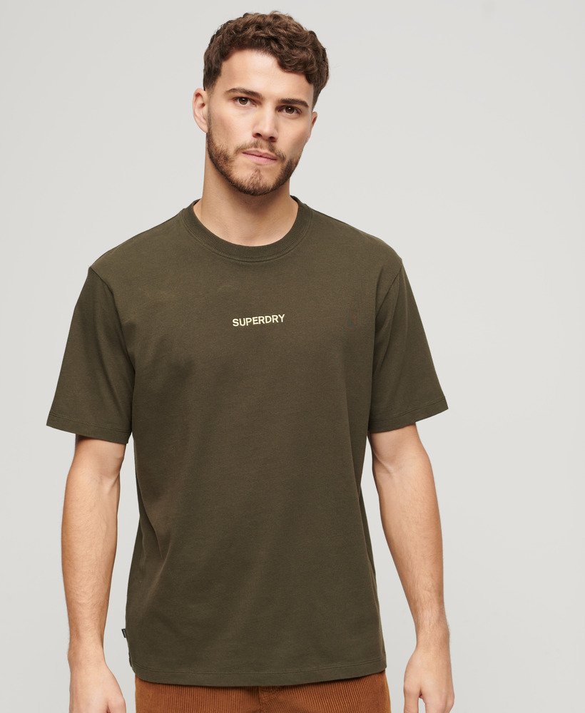micro logo graphic loose t-shirt in army khaki