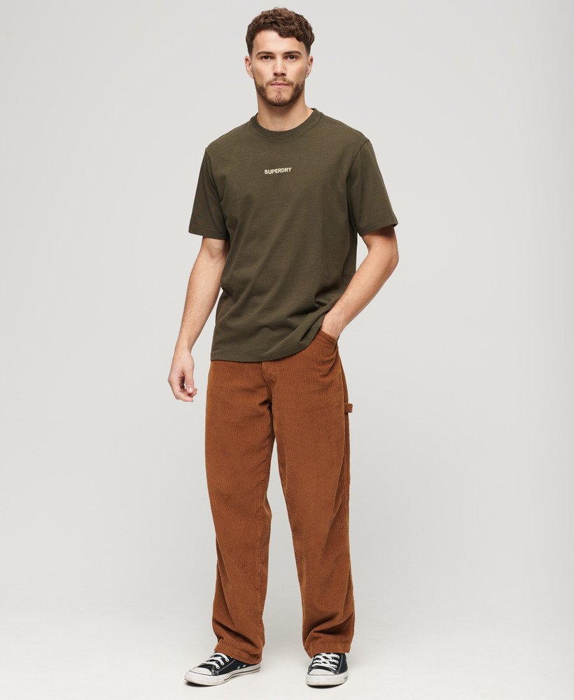 micro logo graphic loose t-shirt in army khaki