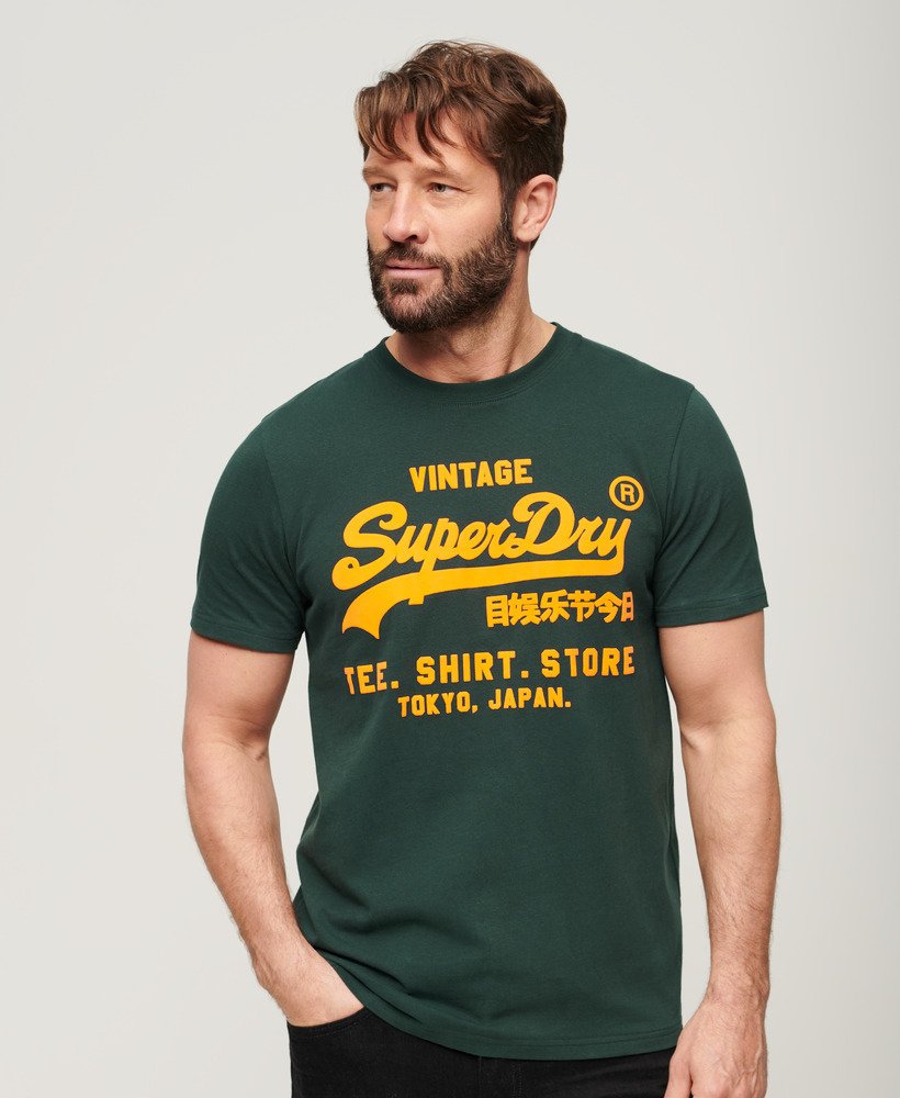 neon vintage logo t-shirt in emaillegroen