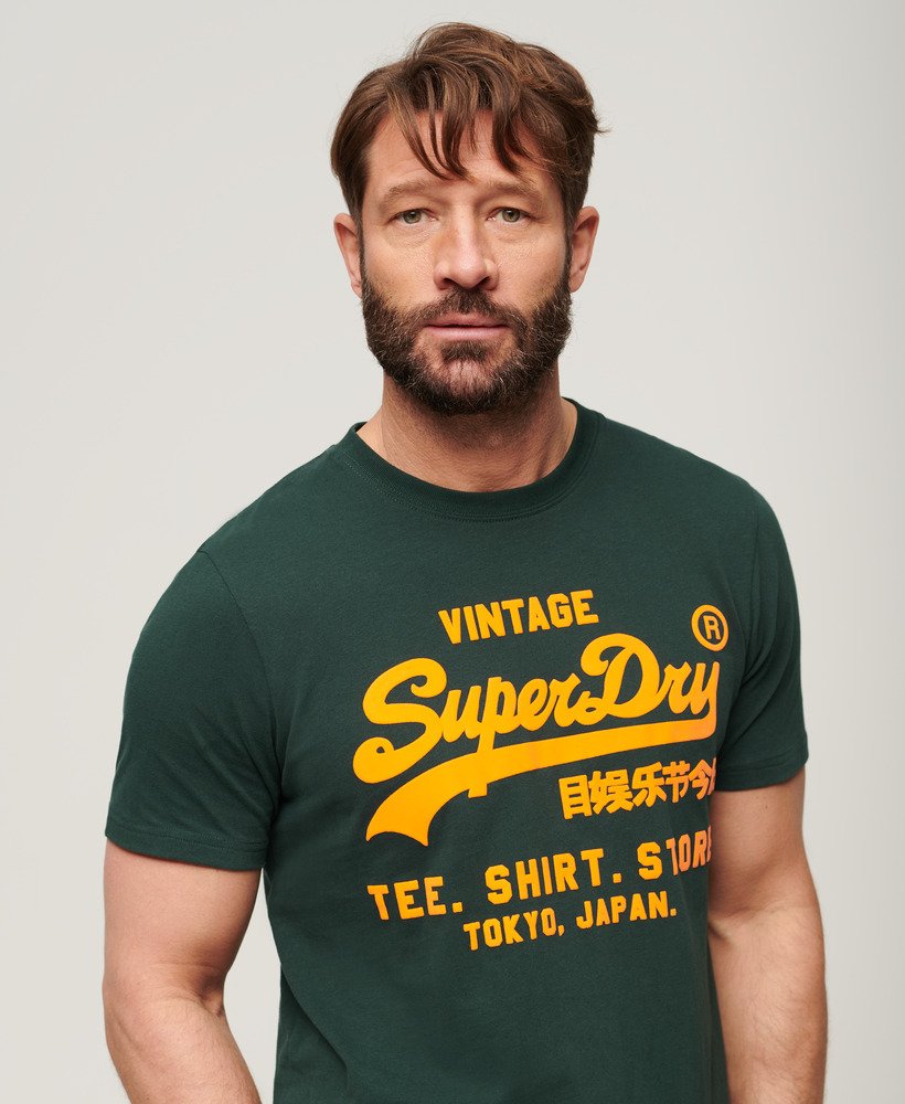 neon vintage logo t-shirt in emaillegroen