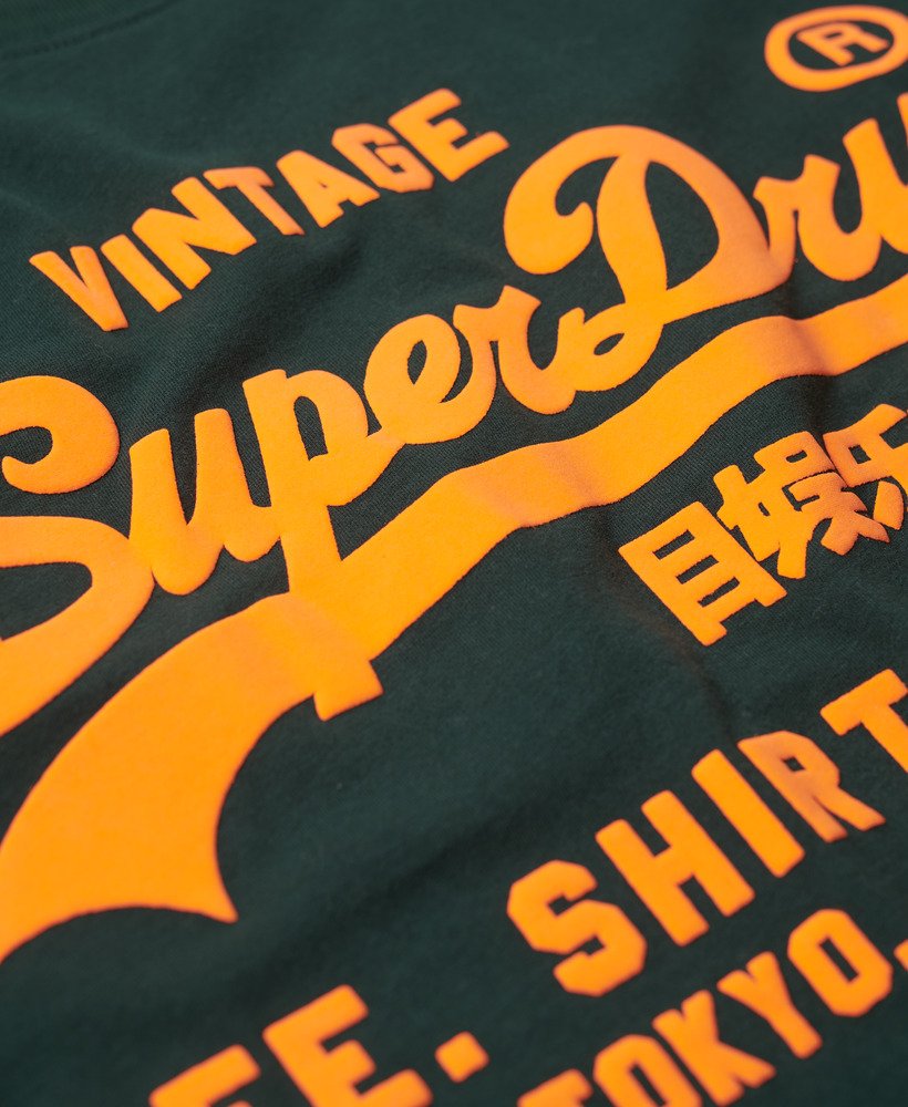 neon vintage logo t-shirt in emaillegroen