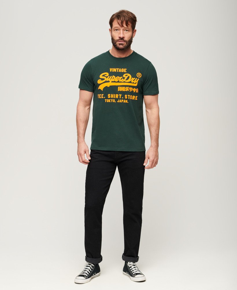 neon vintage logo t-shirt in emaillegroen