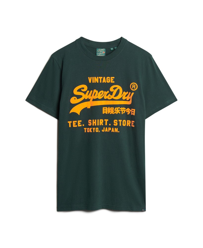 neon vintage logo t-shirt in emaillegroen