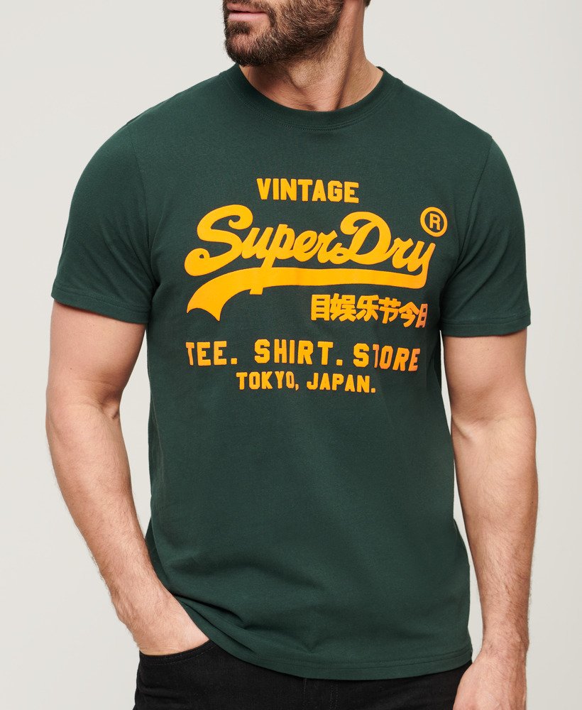 neon vintage logo t-shirt in emaillegroen