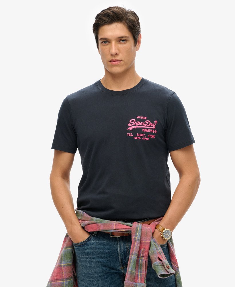 neon vintage logo t-shirt in eclipse navy