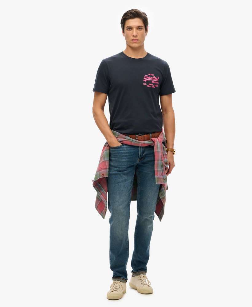 neon vintage logo t-shirt in eclipse navy