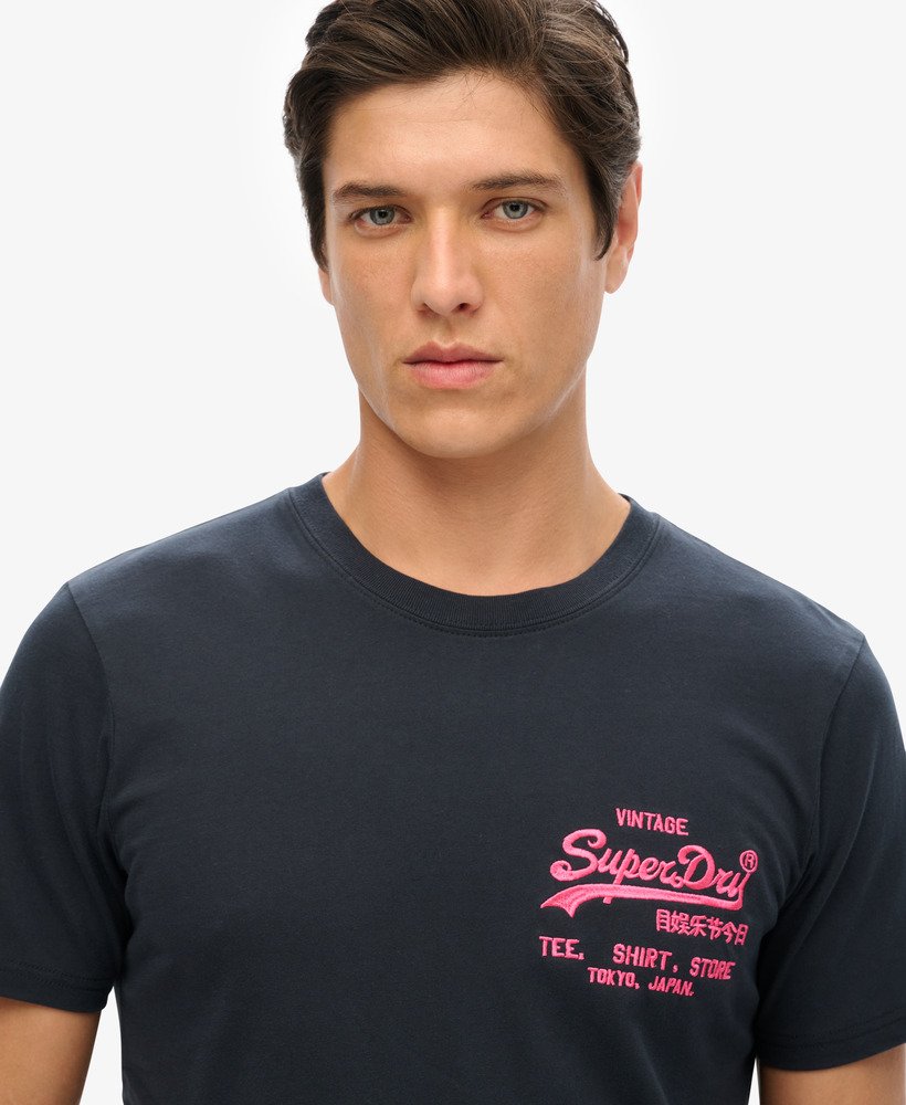 neon vintage logo t-shirt in eclipse navy