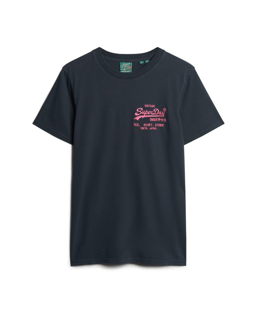 neon vintage logo t-shirt in eclipse navy