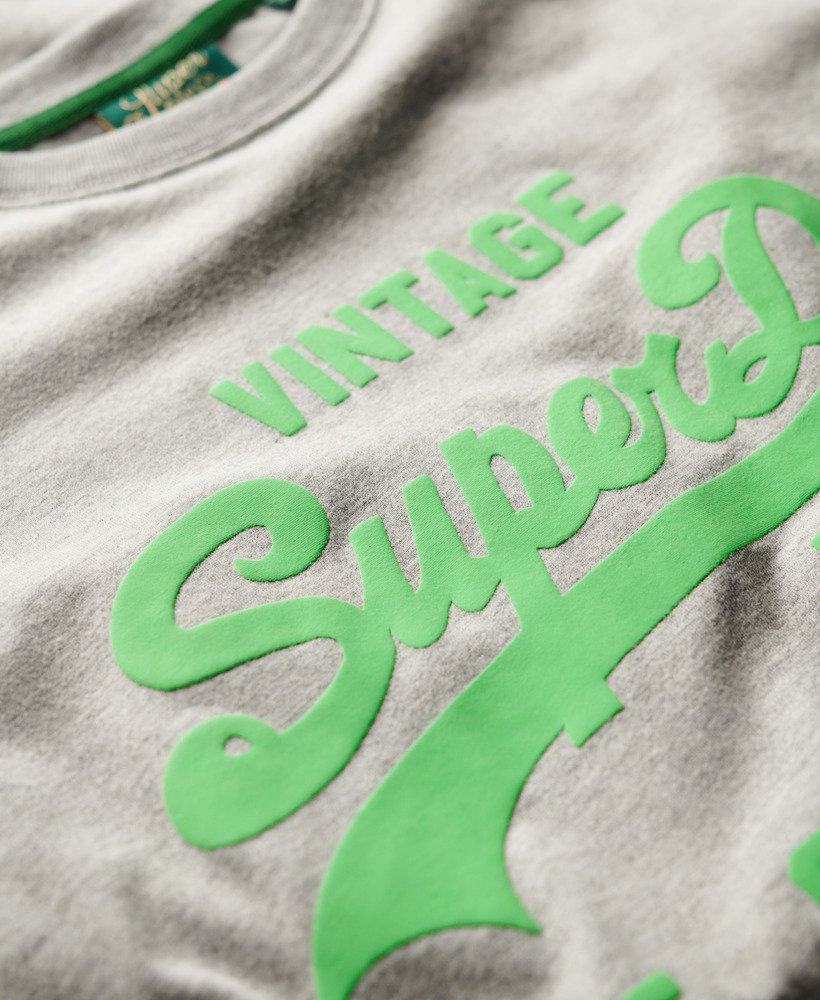 neon vintage logo t-shirt in sportief grijs gemêleerd