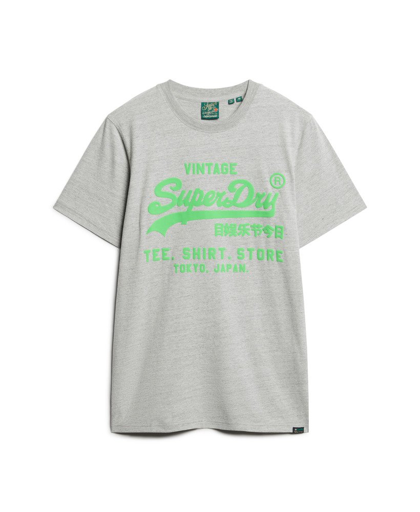 neon vintage logo t-shirt in sportief grijs gemêleerd