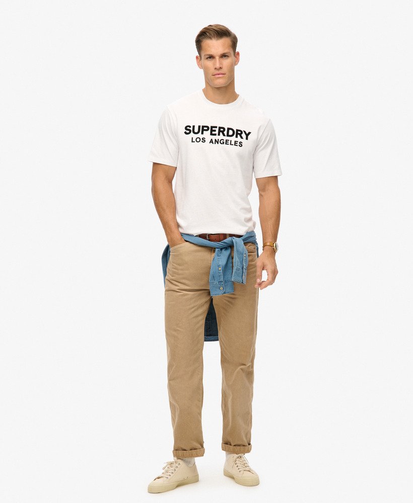 luxe sportief t-shirt met losse pasvorm in stralend wit.