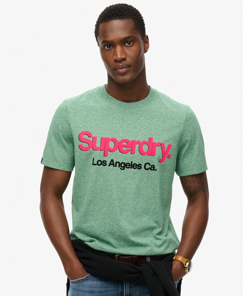 core logo classic washed t-shirt in bright green grit