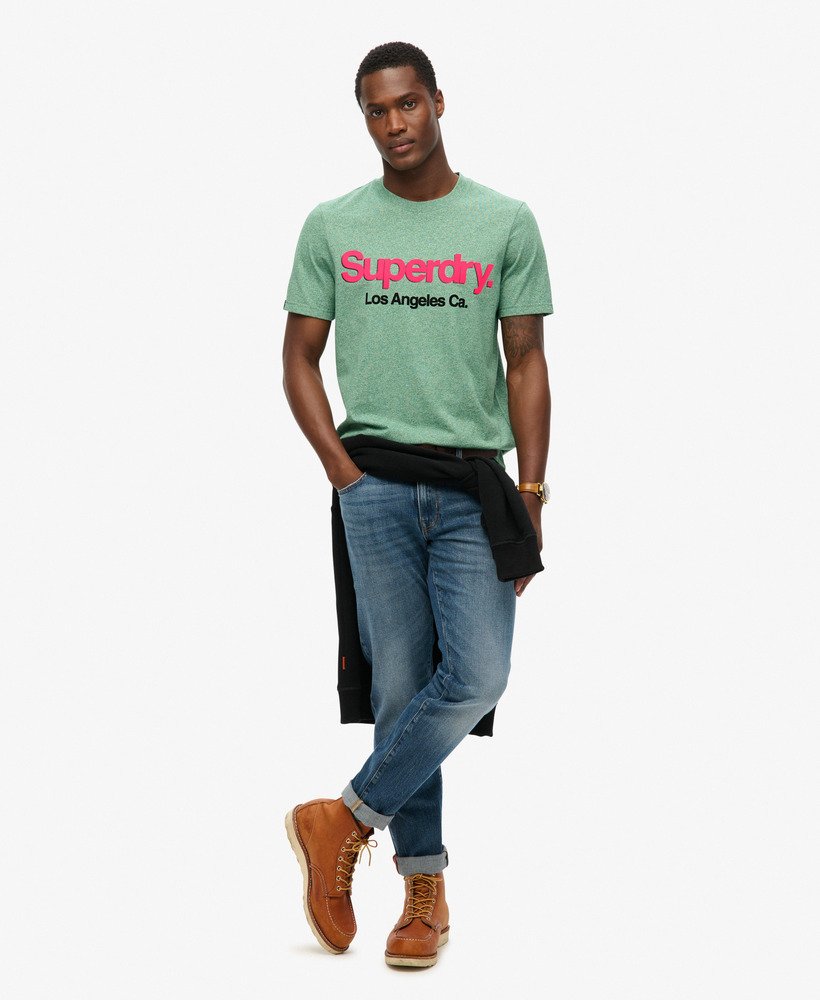 core logo classic washed t-shirt in bright green grit