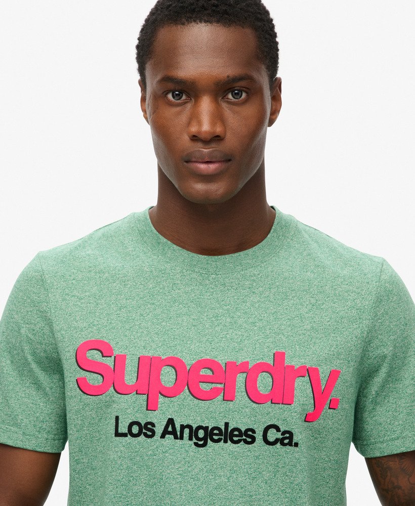 core logo classic washed t-shirt in bright green grit
