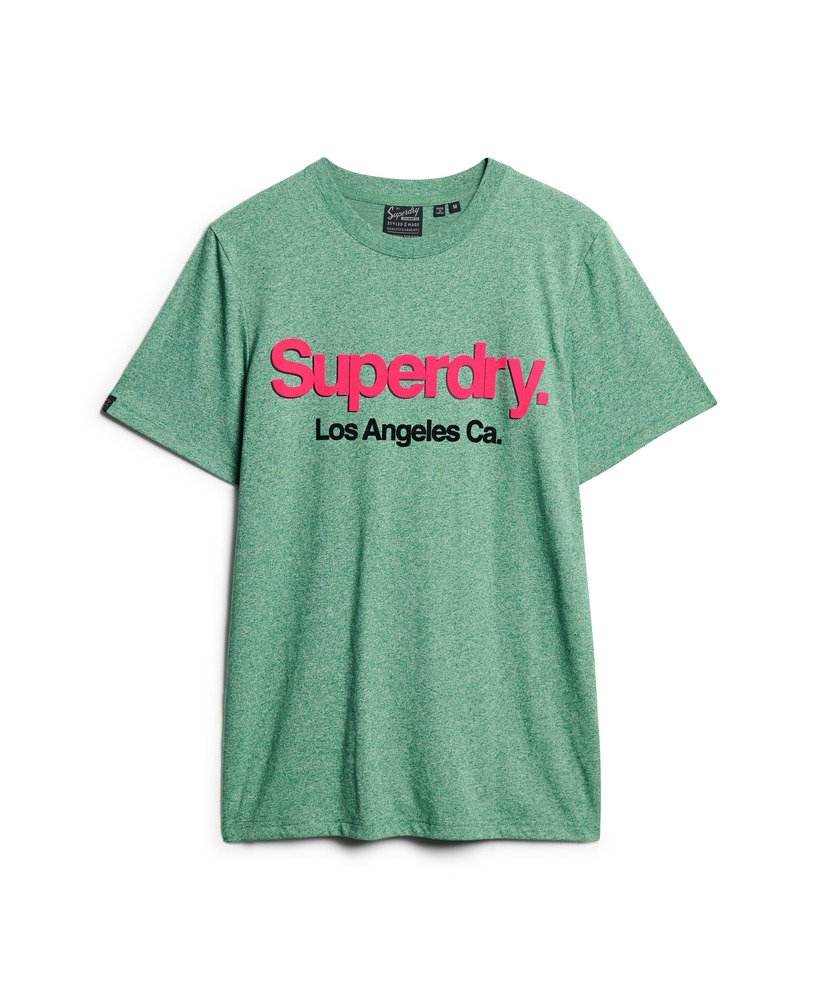 core logo classic washed t-shirt in bright green grit