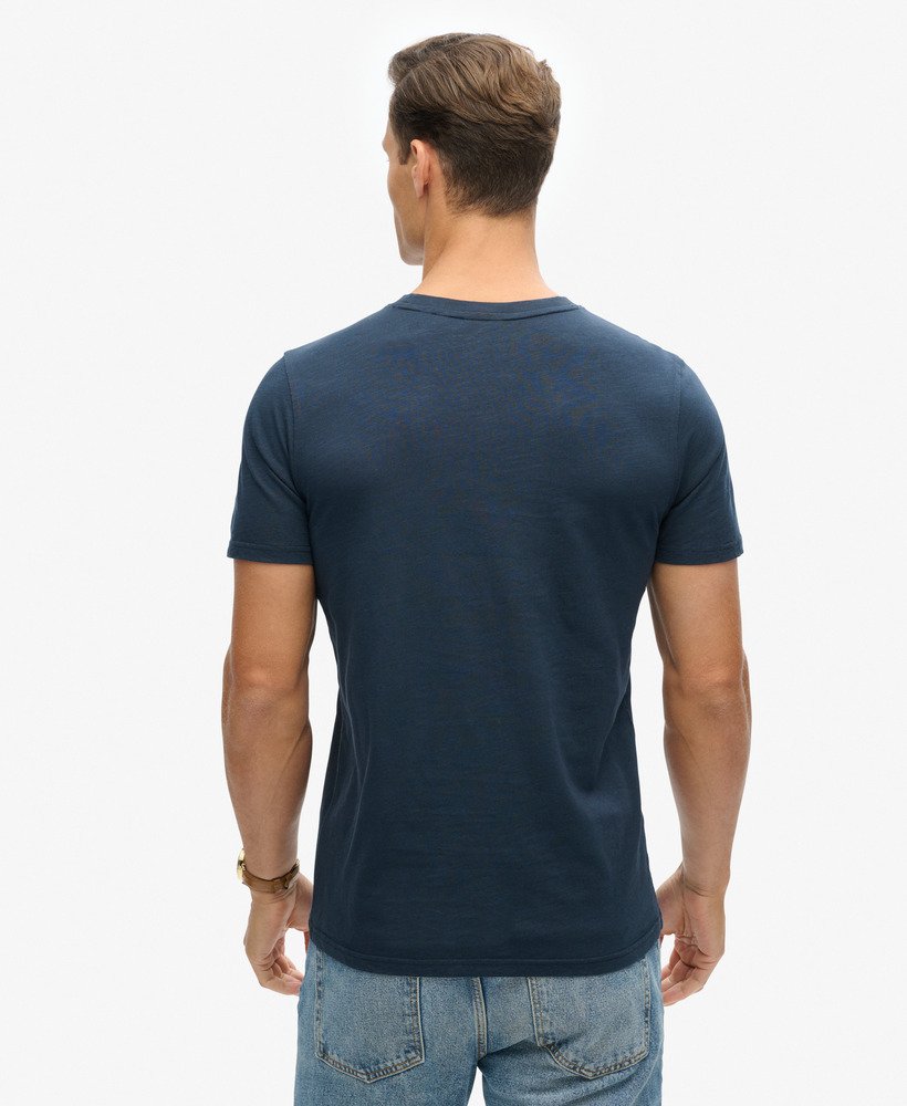 metallic workwear graphic t-shirt in eclipse navy slub